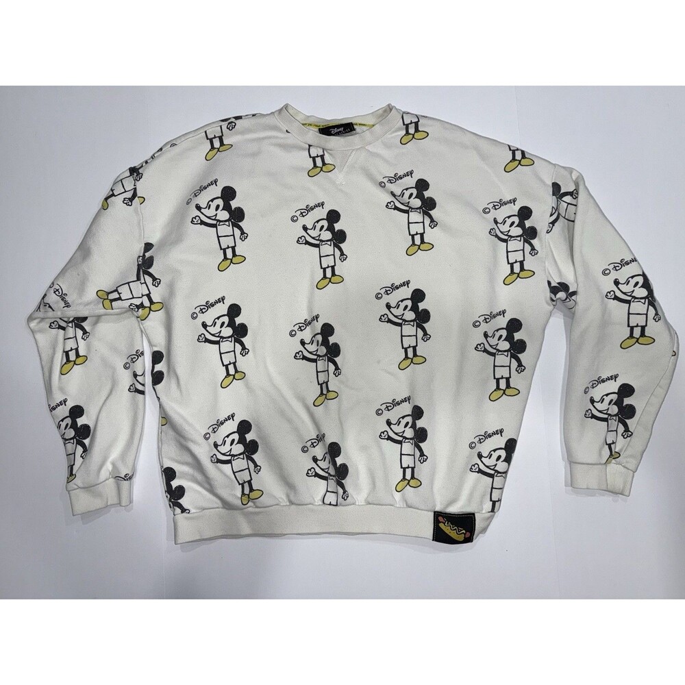Disney Mickey‎ Mouse Artist Series Sweatshirt Mens L White Long Sleeve Crewneck